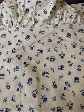 Ralph Lauren Blue Floral Cotton Queen Flat Sheet Made in Italy 100% Cotton